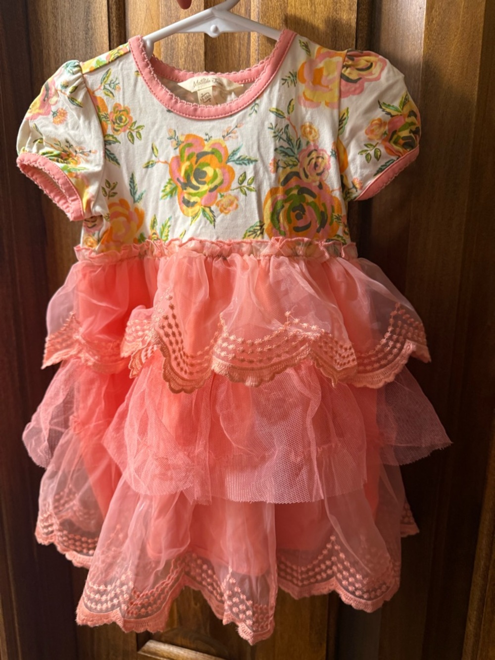 Matilda Jane Pink Floral Tulle Tiered Baby Dress 18-24 months